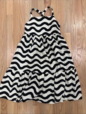 Hanna Andersson Black and White Wave-Pattern Sundress